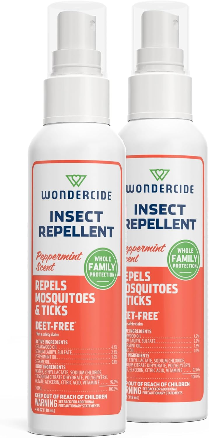 Wondercide - Mosquito, Tick, and Insect Repellent with Natural Essential Oils - DEET-Free Bug Spray and Killer - Safe for Family - Cedarwood 2-Pack of 4 oz Bottle | With Natural Essential Oils - DEET-Free Bug Spray and Killer - Safe for Family