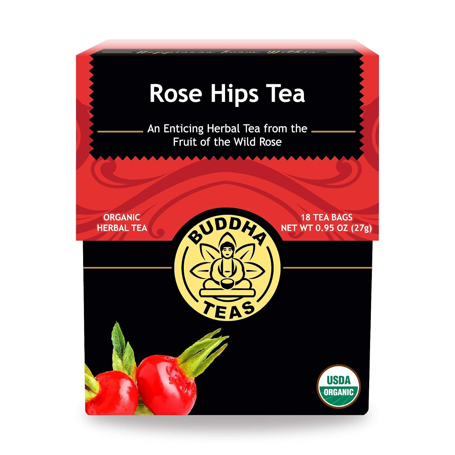 Buddha Teas Organic Hawthorn Berry Tea - OU Kosher, USDA Organic, CCOF, 18 Bleach-Free Tea Bags