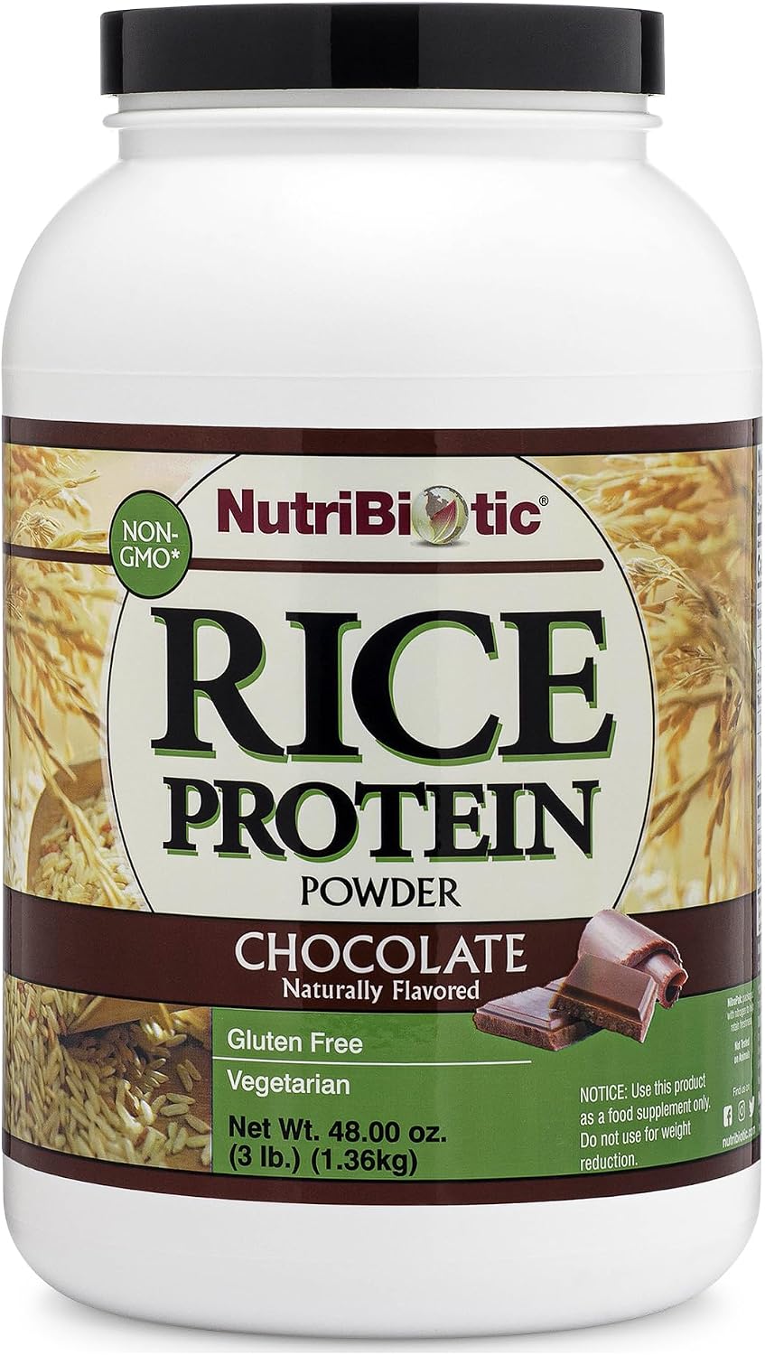 NutriBiotic – Plain Rice Protein, 1 Lb 5 oz (600g) - Low Carb, Keto-Friendly, Vegan, Raw Protein Powder - Grown & Processed Without Chemicals, GMOs or Gluten - Easy to Digest & Nutrient-Rich