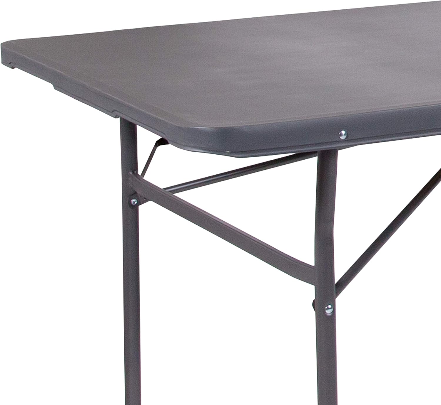 Flash Furniture 5-Foot Bi-Fold Granite White Plastic Folding Table | Lightweight, Easy Storage, Commercial Grade, Carrying Handle