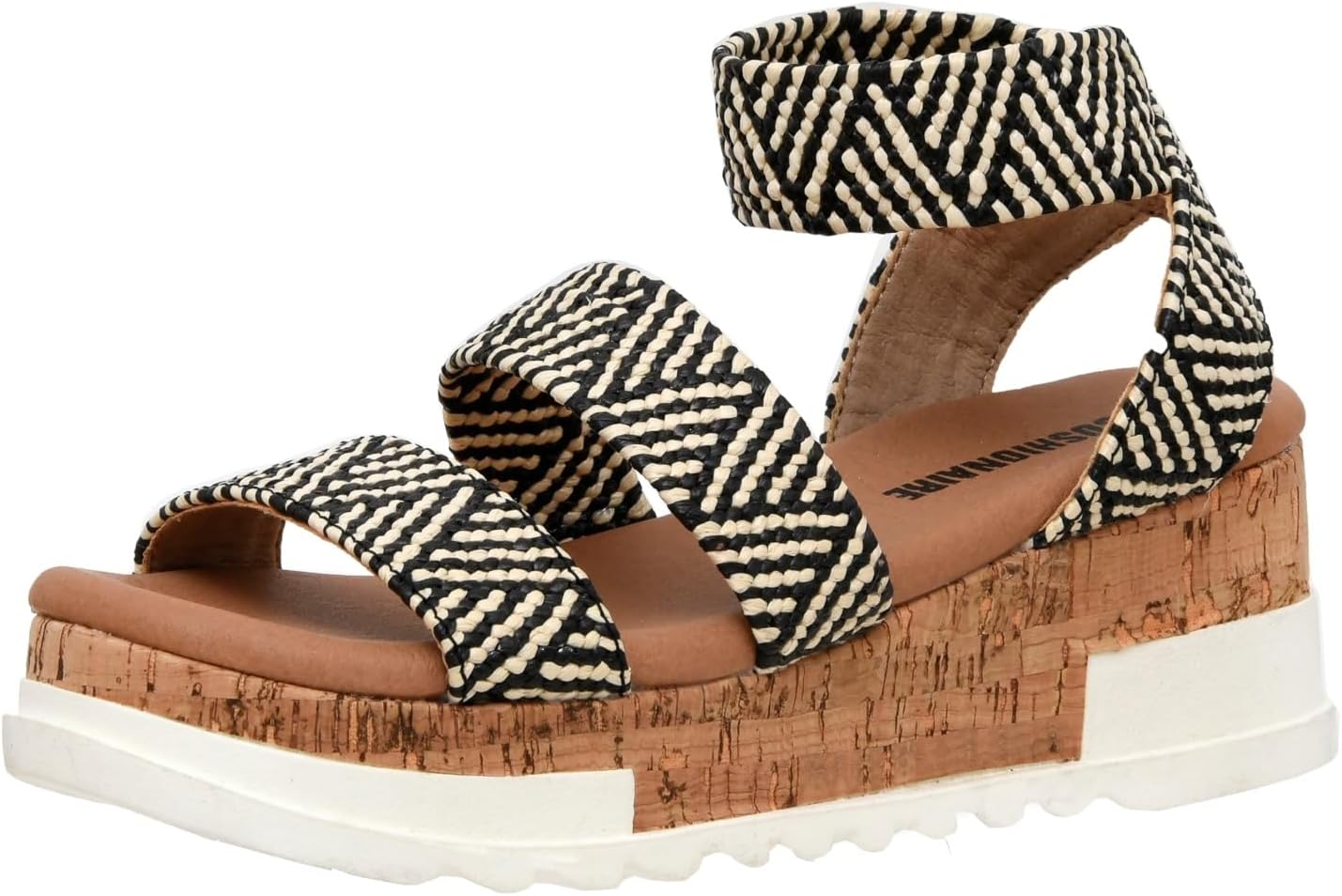 CUSHIONAIRE Naomi Cork Wedge Sandals for Women – Soft Stretch Straps Comfortable Platform Sandals for Women with Memory Foam Insole