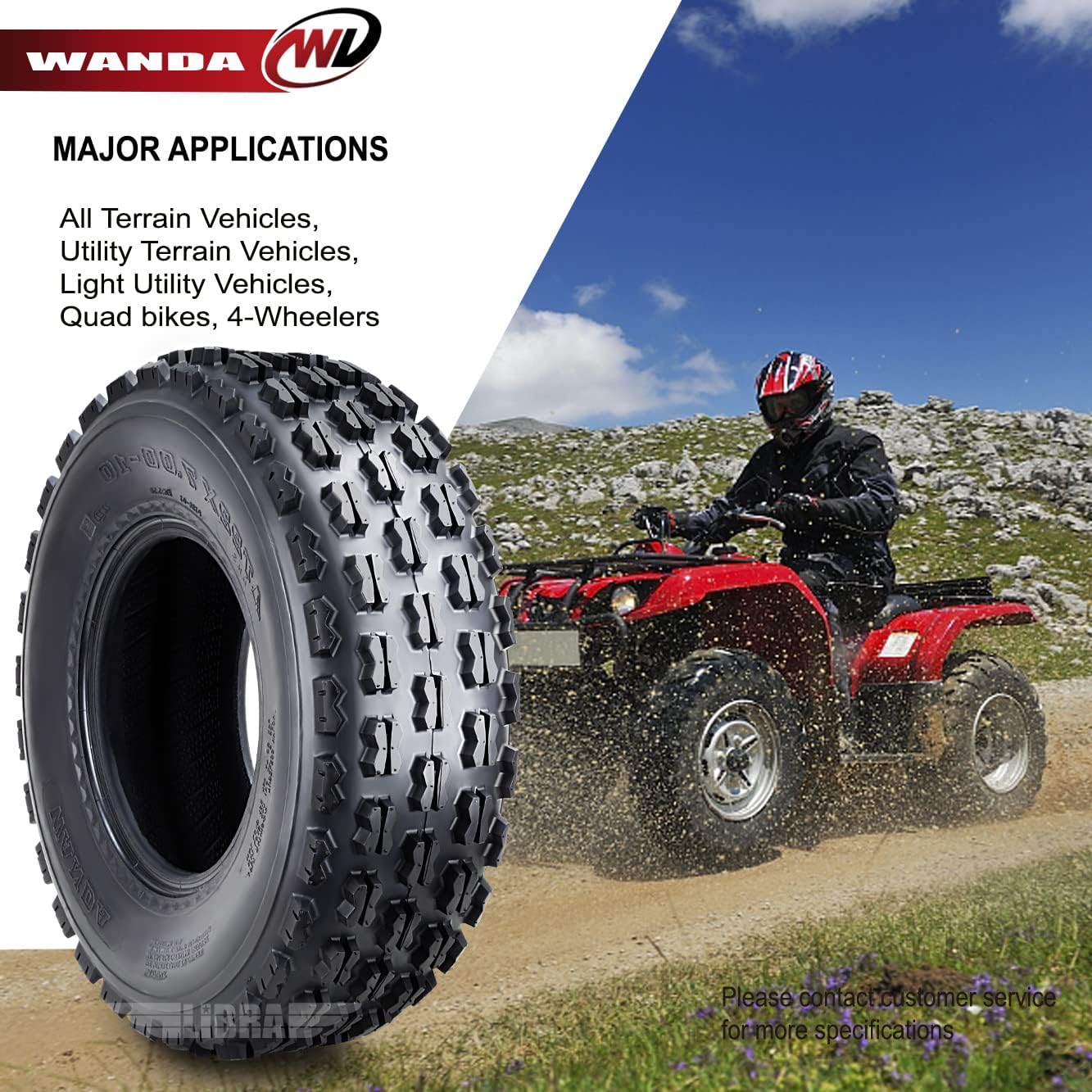 WANDA 4 Sport ATV Tires 22x7-10 Front 22x10-10 Rear 4PR