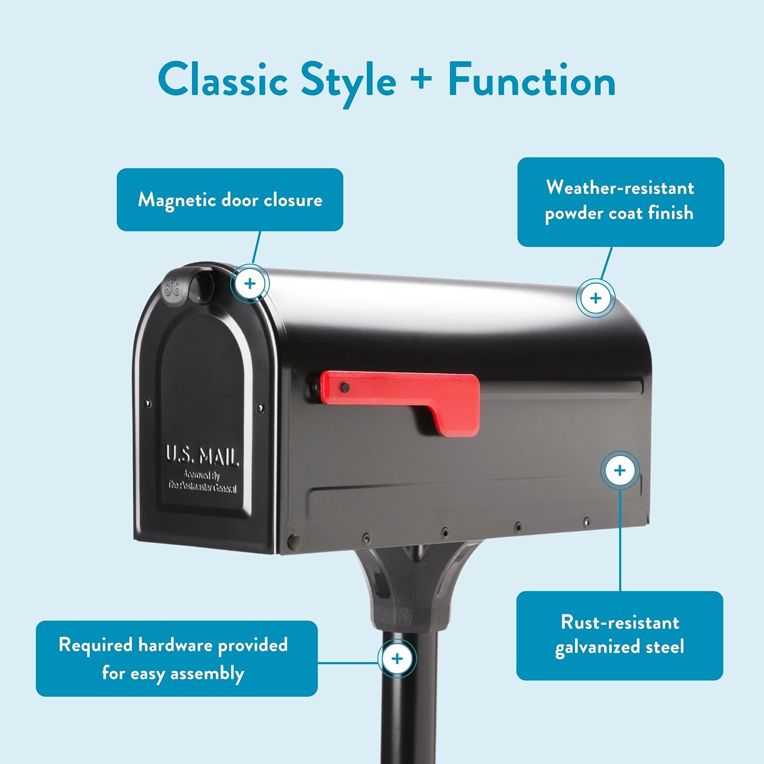 Architectural Mailboxes 7680B-10 MB1 Mount Mailbox and In-Ground Post Kit, Medium, Bl