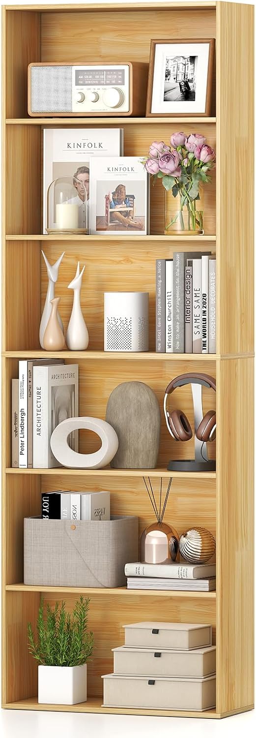 Giantex 8-Cube Bookcase, 3-Tier Cubby Bookshelf, Horizontal Vertical Display Rack with Anti-Tipping Kits, Modern Storage Organizer Shelf Unit for Bedroom, Living Room, Study (Natural, 8-Cube)