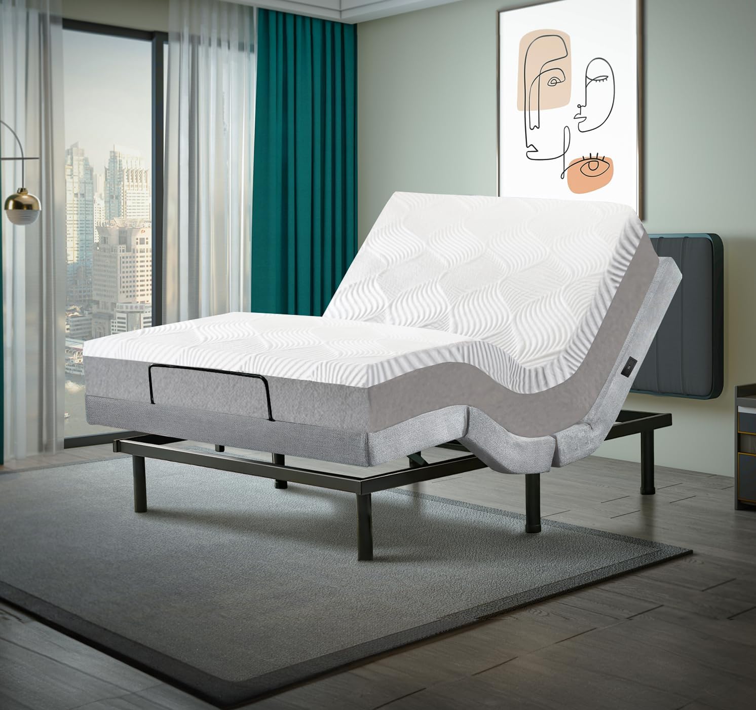 Irvine Home Collection Twin XL Adjustable Bed Base | Dual Massage | USB Ports | Zero Gravity | Anti-Snore | Memory Positions | Under Bed Lighting