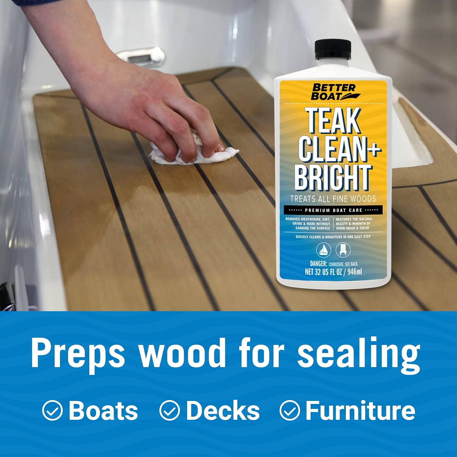 Teak Cleaner and Brightener for Wood, Teak Oil or Sealer for Boats, Indoor