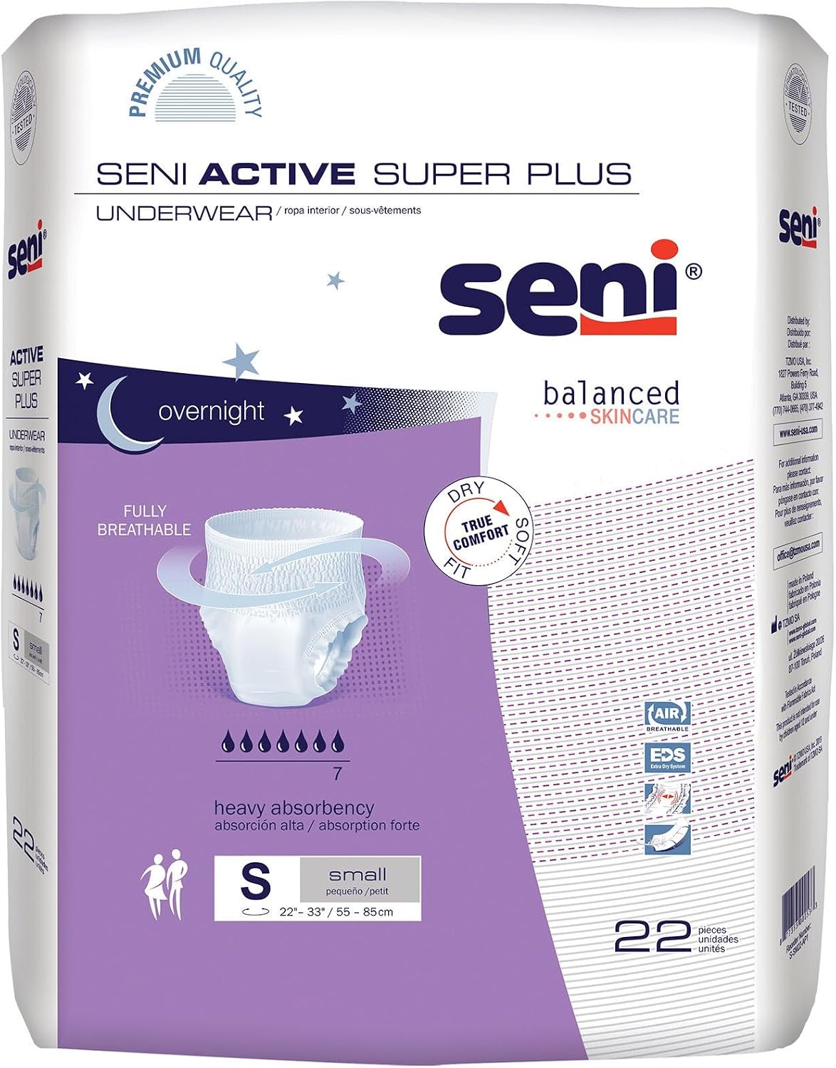 Seni Active Super Plus Unisex Adult Incontinence Underwear, 22-33 in, 88 ct | Pull On Disposable Overnight Underwear for Men & Women