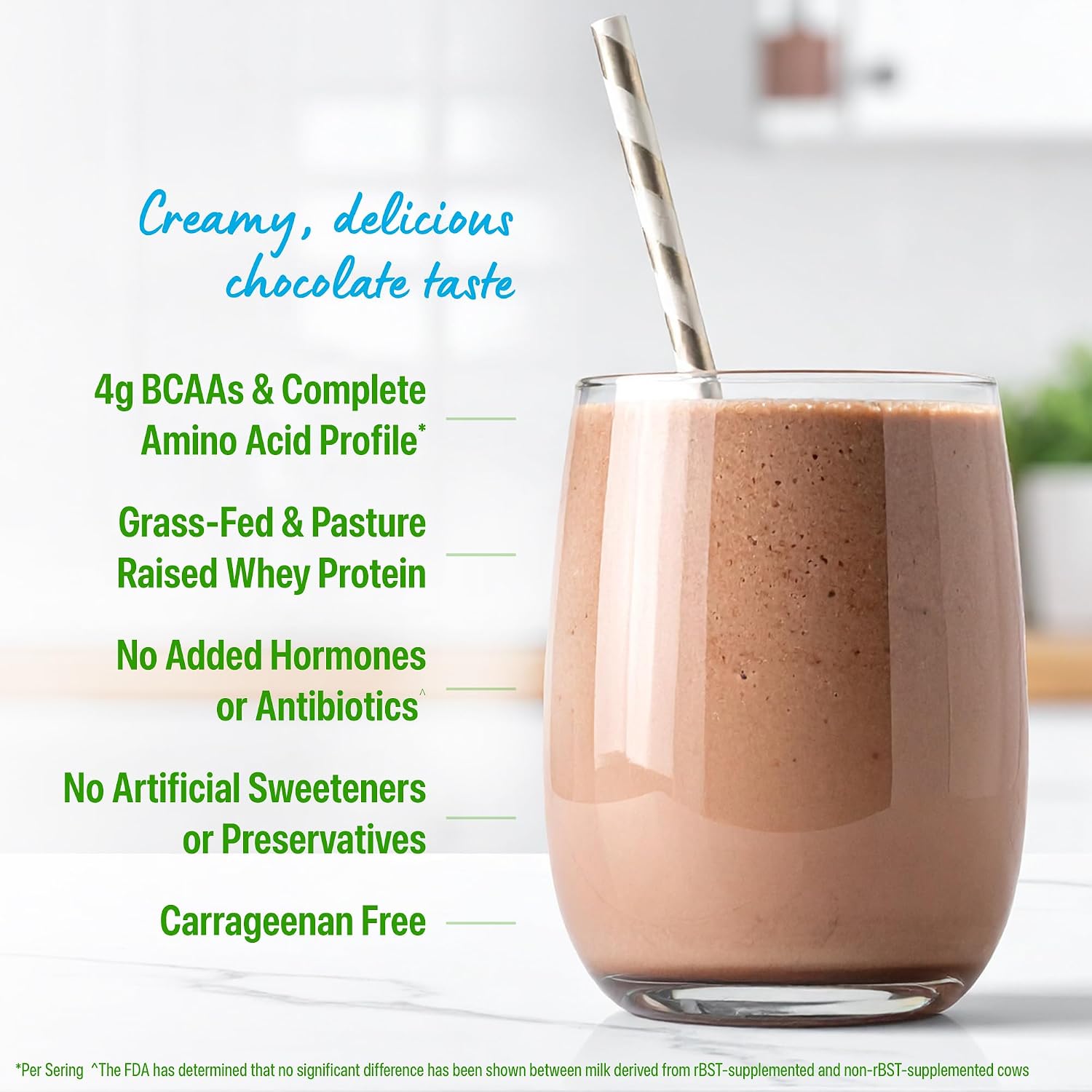 Orgain 21g Grass-Fed Whey Protein Powder, 5g BCAAs, Chocolate, 1.82lb | Dairy protein, 5g BCAAs, 4g prebiotic fiber, no sugar added, no added hormones, gluten free, kosher, for shakes & smoothies
