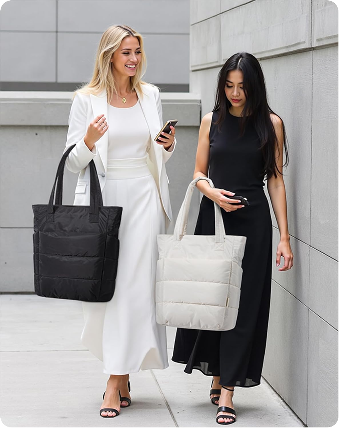 BAGSMART Tote Bag for Women, Lightweight Puffy Tote Bag with Compartments Shoulder Bag Handbag for Travel, Work, Gym | Lightweight