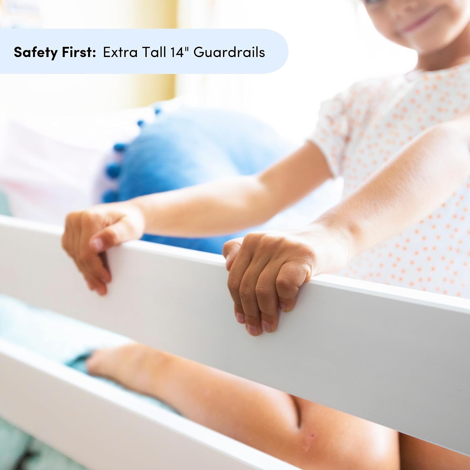 Max & Lily Bunk Bed Twin over Twin, Solid Wood Bunk Bed Frame with Ladder for Kids, 14" Safety Guardrails, Easy Assembly, No Box Spring Needed, White