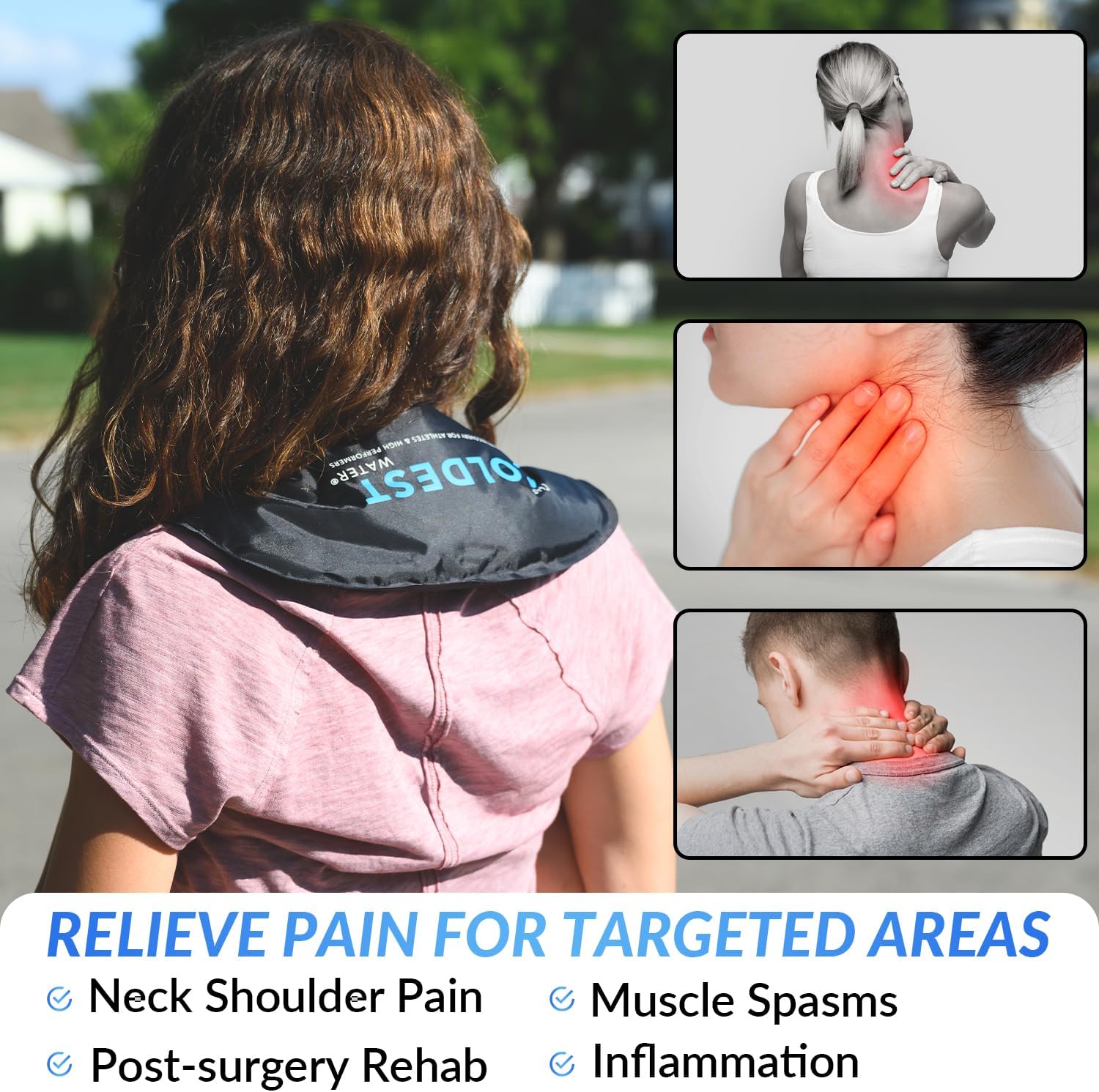 Coldest Neck Shoulder Ice Pack for Injuries Reusable Gel Cold Pack Wrap for Upper Back Pain Relief Cold Compress Therapy for Swelling, Bruises