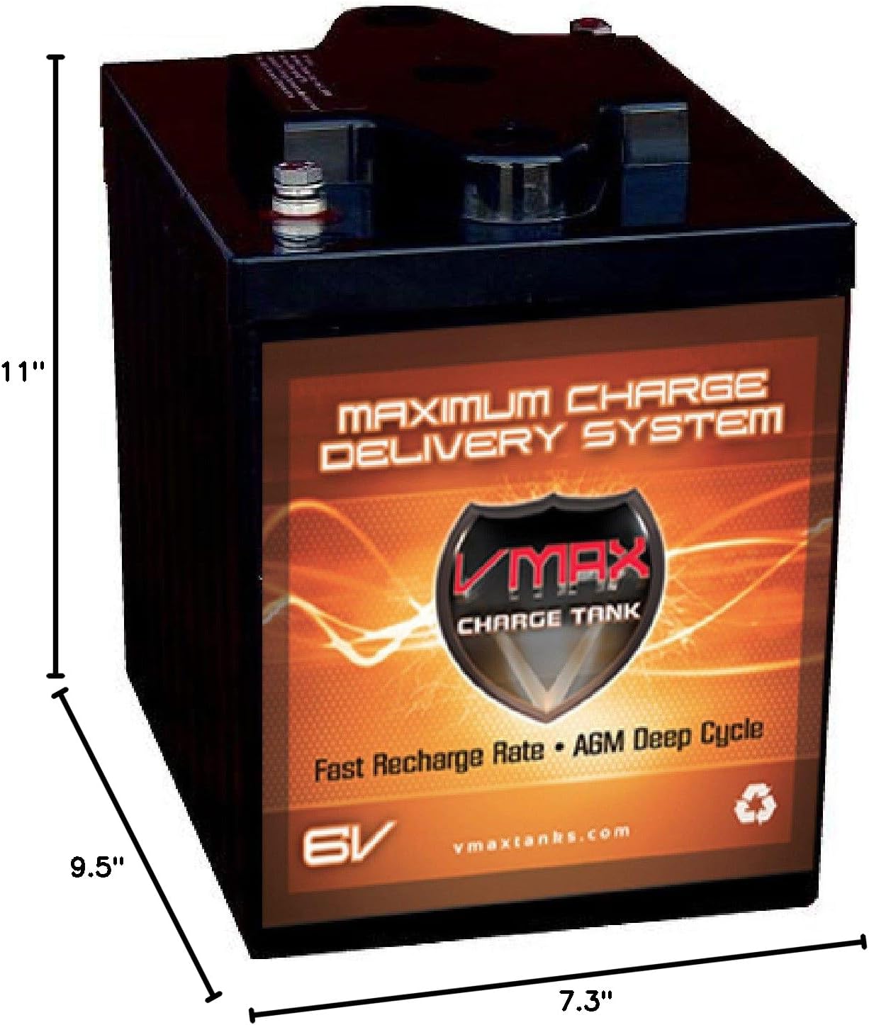 VMAX6-225 GC2 AGM Deep Cycle Battery Replacement for Club Car Transporter 4-Electric 6V 225Ah Golf Cart Battery