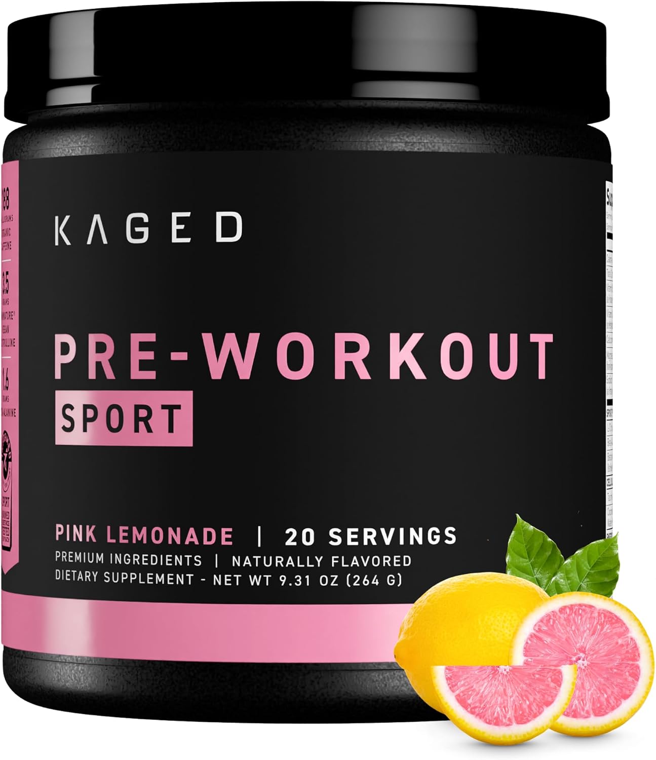Kaged Sport Pre Workout Powder for Men & Women, Mango Lime, Sport Certified, 188mg Caffeine, Nitric Oxide Supplement, Beta Alanine for Energy