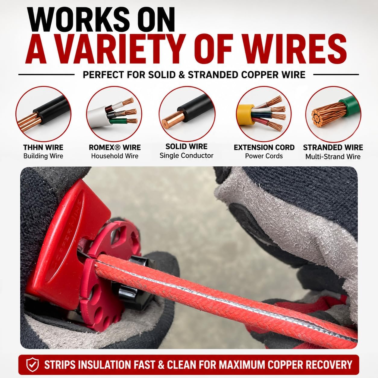 CopperMine CT-102 Manual Copper Wire Stripper Tool, Portable Handheld Wire Stripping Tool for Scrap Copper Recycling