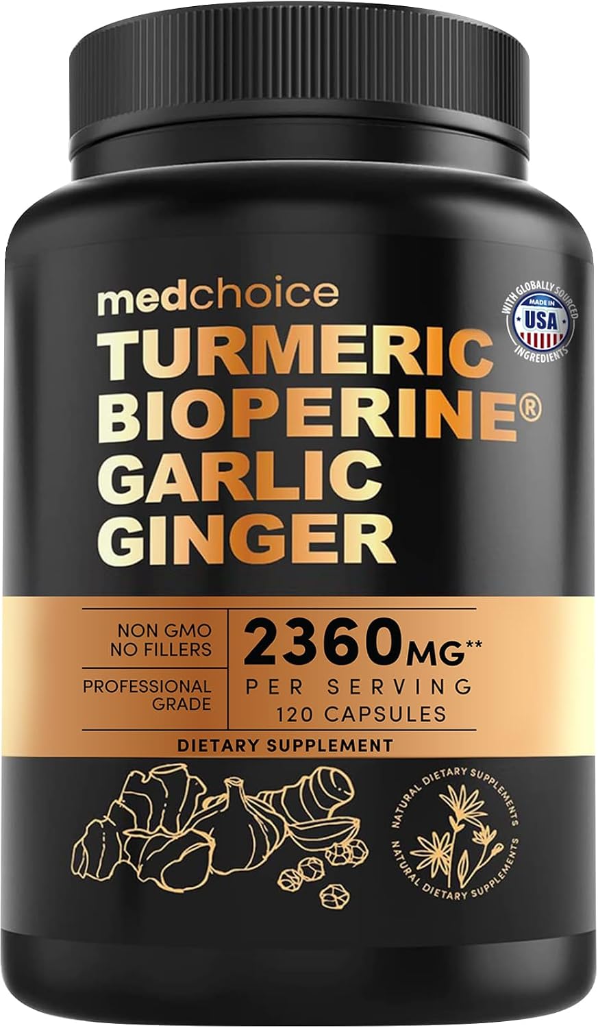 MEDCHOICE 4-in-1 Turmeric Joint Support with Garlic & BioPerine, 120ct
