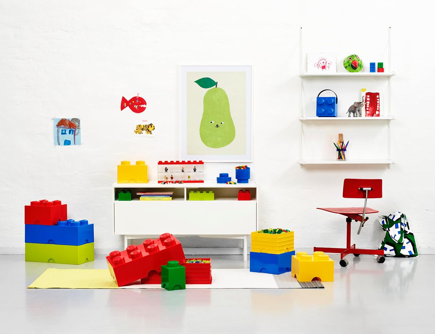 Room Copenhagen LEGO Storage Brick Drawer 4, 9-3/4 x 9-3/4 x 7-1/8 Inches, Bright Yellow (4003) | Stackable Storage Box Storage with Lid Toy Organization Home Decor Office Kids Room