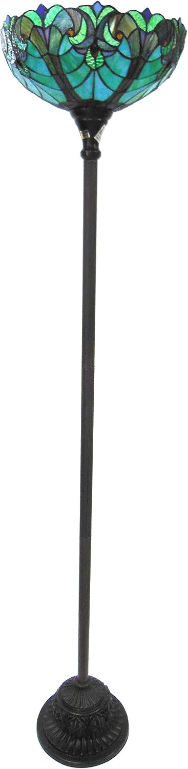 Chloe Lighting CH18780VG15-TF1 Liaison Tiffany-Style 1 Light Victorian Torchiere Floor Lamp, 15" x 15" x 71"