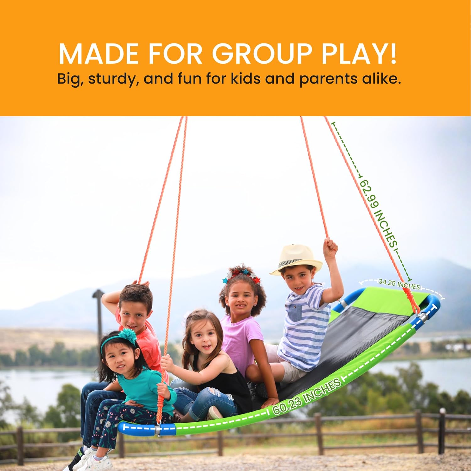 Platform Swing - Large Rectangle Saucer Swing for Kids and Adults