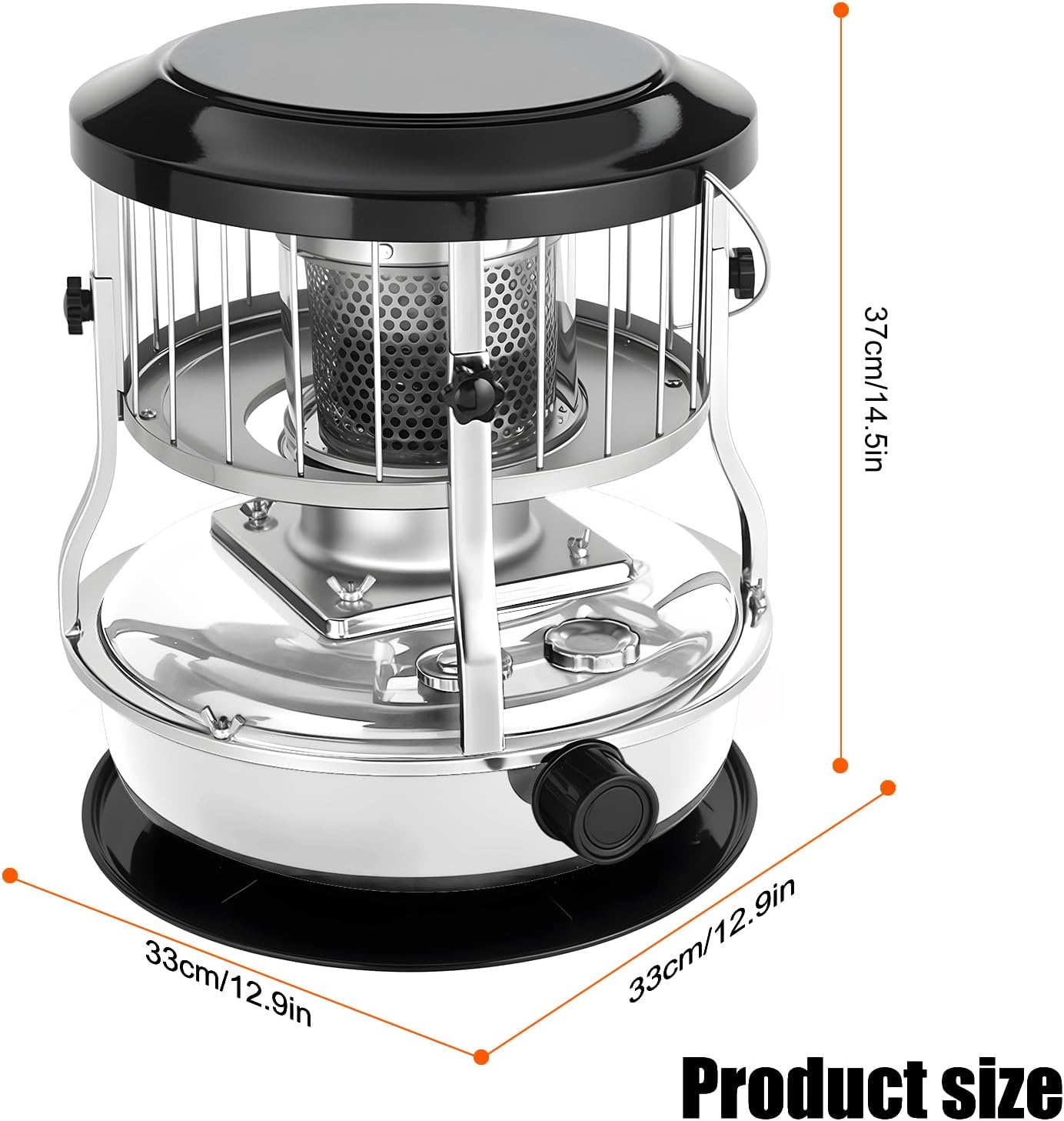 Indoor Kerosene Heater, Portable Kerosene Heater for Camping and Emergency, 9000 BTU 2400W Output with 1.21 Gallon Fuel Tank, 18–22 Hour Burn, 0.2–0.24L/H Consumption (Red)