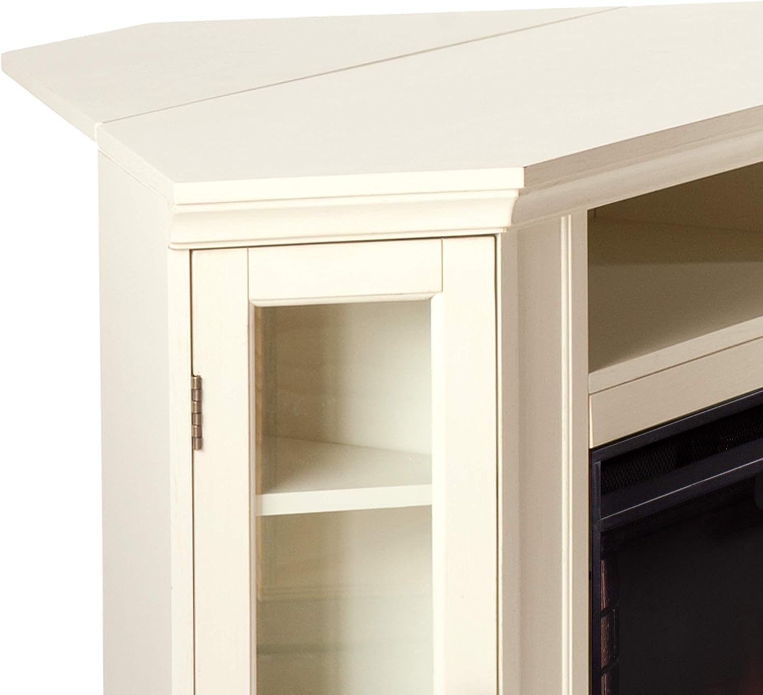 SEI Furniture Claremont Convertible Corner Electric Fireplace Media Stand with Storage, Black