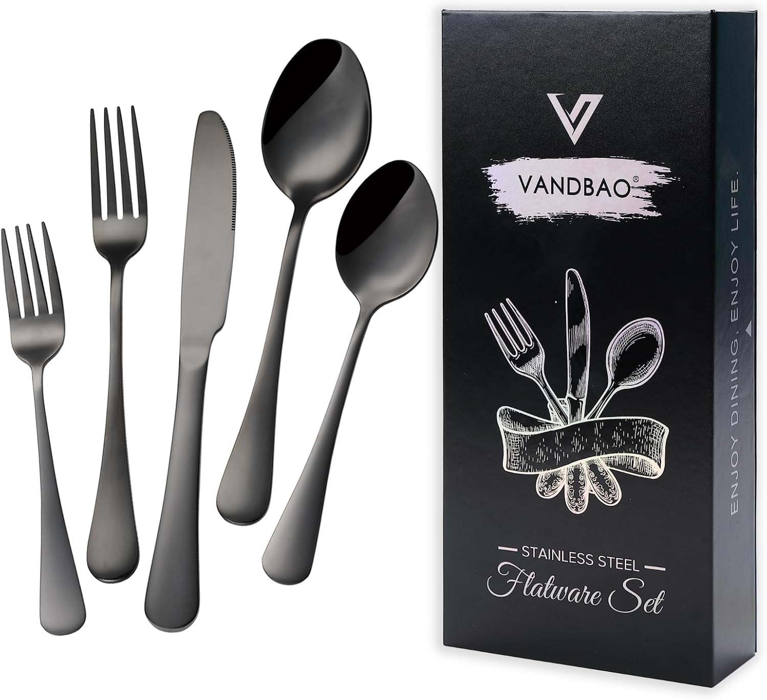 VANDBAO Rainbow Flatware Cutlery Silverware Set 20 Pieces, Stainless Steel Colorful Utensils, Tableware Set Service for 4, Include Knife/Fork/Spoon