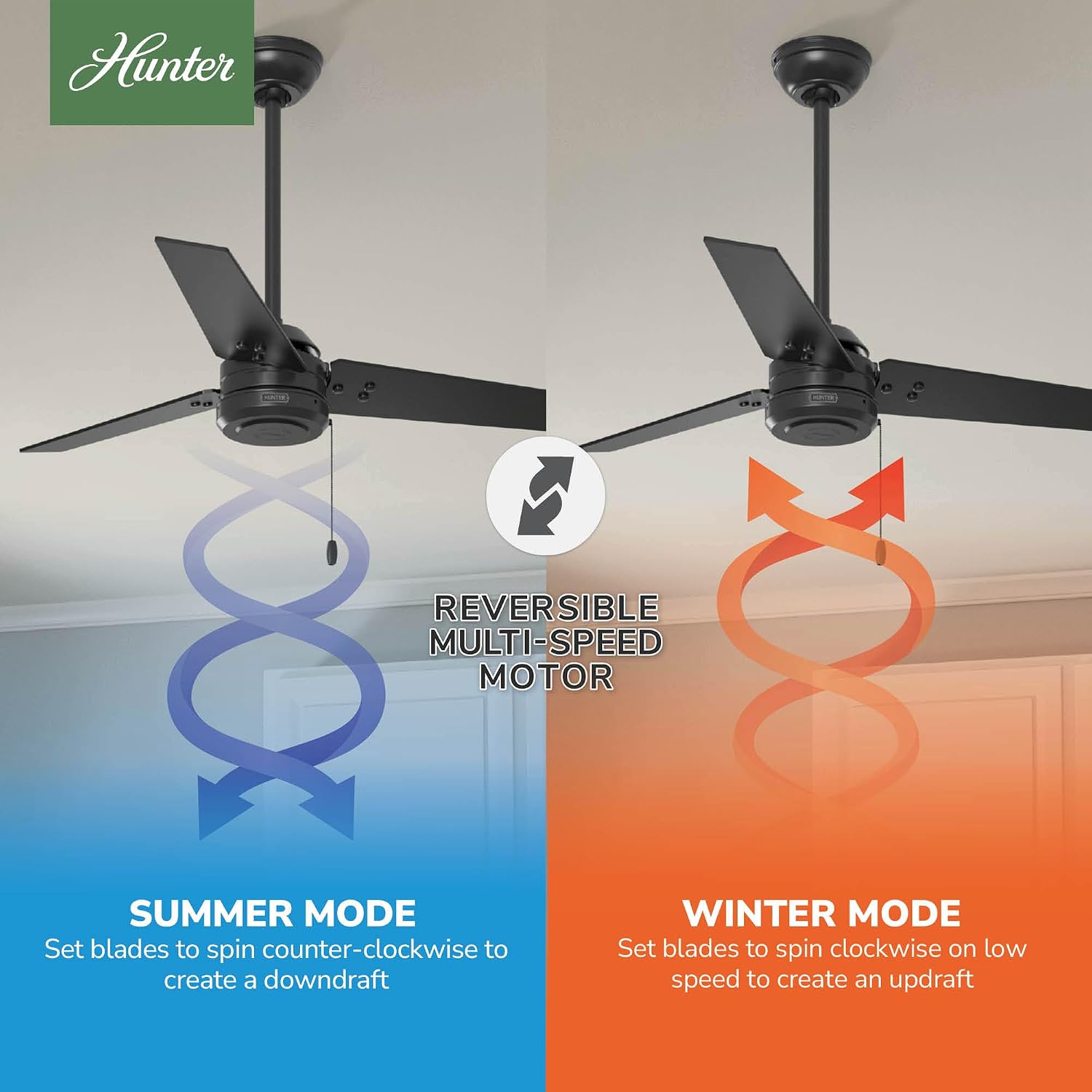 Hunter Cassius, Outdoor or Indoor, Ceiling Fan, 44 inch, Matte Black