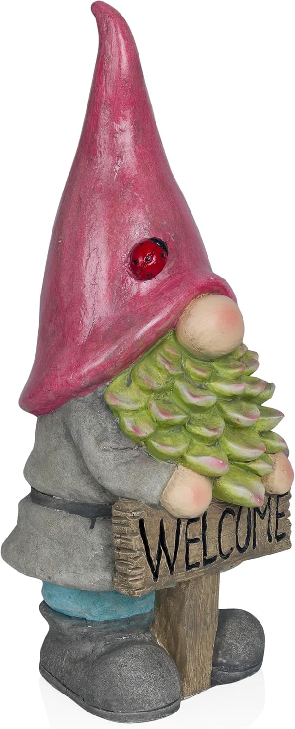 Alpine Corporation 12" Tall Traditional Outdoor Garden Gnome Yard Statue Decoration