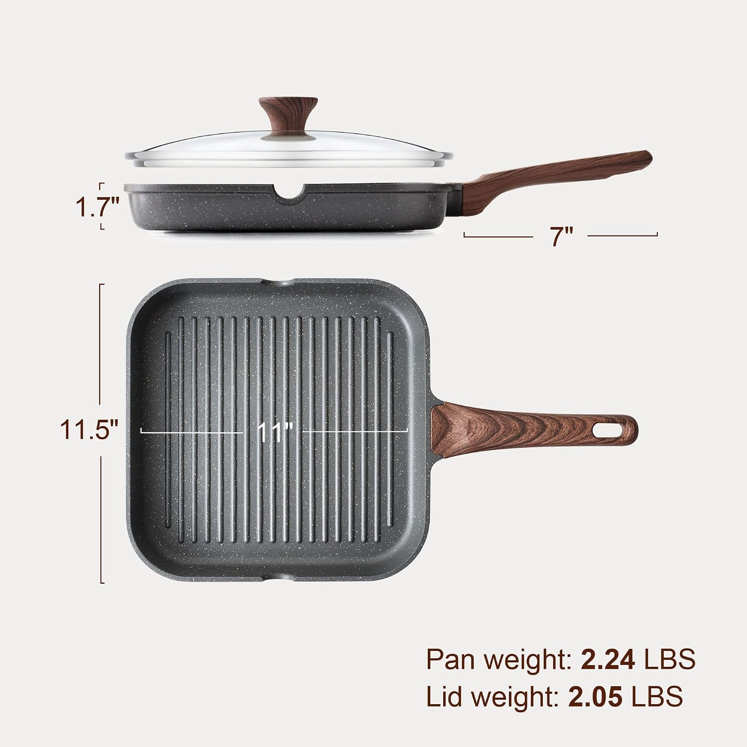 SENSARTE Nonstick Griddle Grill Pan, Pro-Grid Reversible Grill & Griddle Pan, Two Burner Cast Aluminum