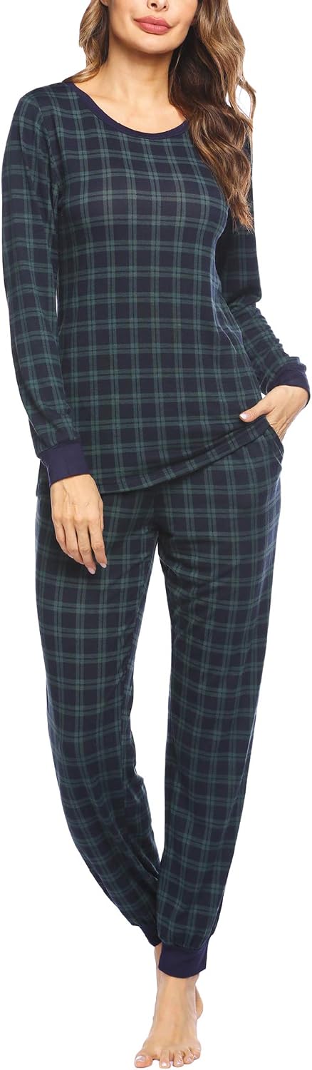 Ekouaer Womens Pajamas Sets Long Sleeve Tops with Jogger Pants