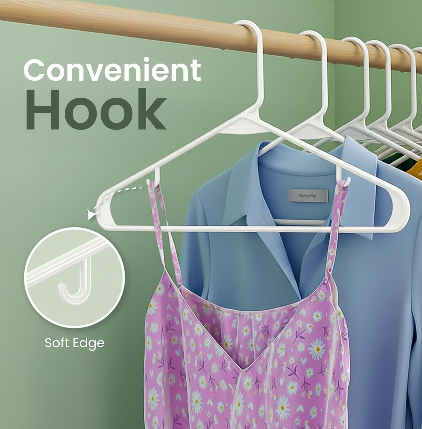 Utopia Home Plastic Hangers 50 Pack – Built-in Strap Hooks Black