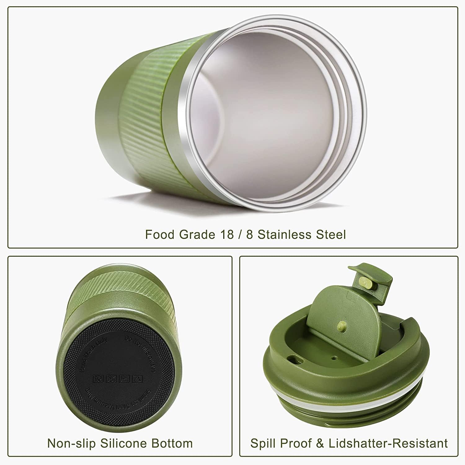 16oz Travel Coffee Mug Spill Proof, Insulated Coffee Mug with Lid, Leakproof Coffee Tumbler, Stainless Steel Vacuum Coffee Cup for Hot/Cold Drinks