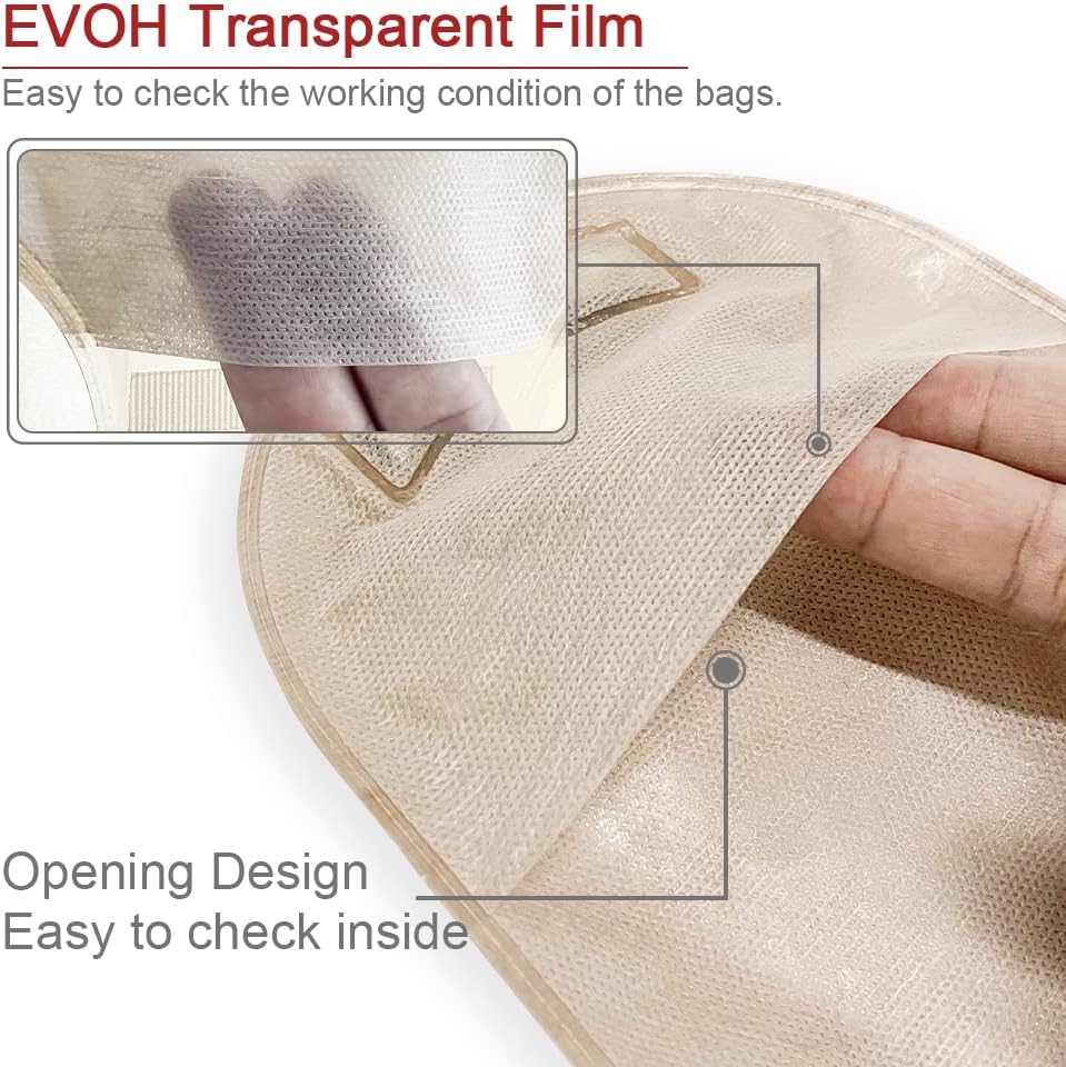 OUCHAN 20 PCS Colostomy Bags with Velcro Closure, One Piece Ostomy Bag | Ostomy Supplies, for Drainable Ileostomy Bags Stoma Care