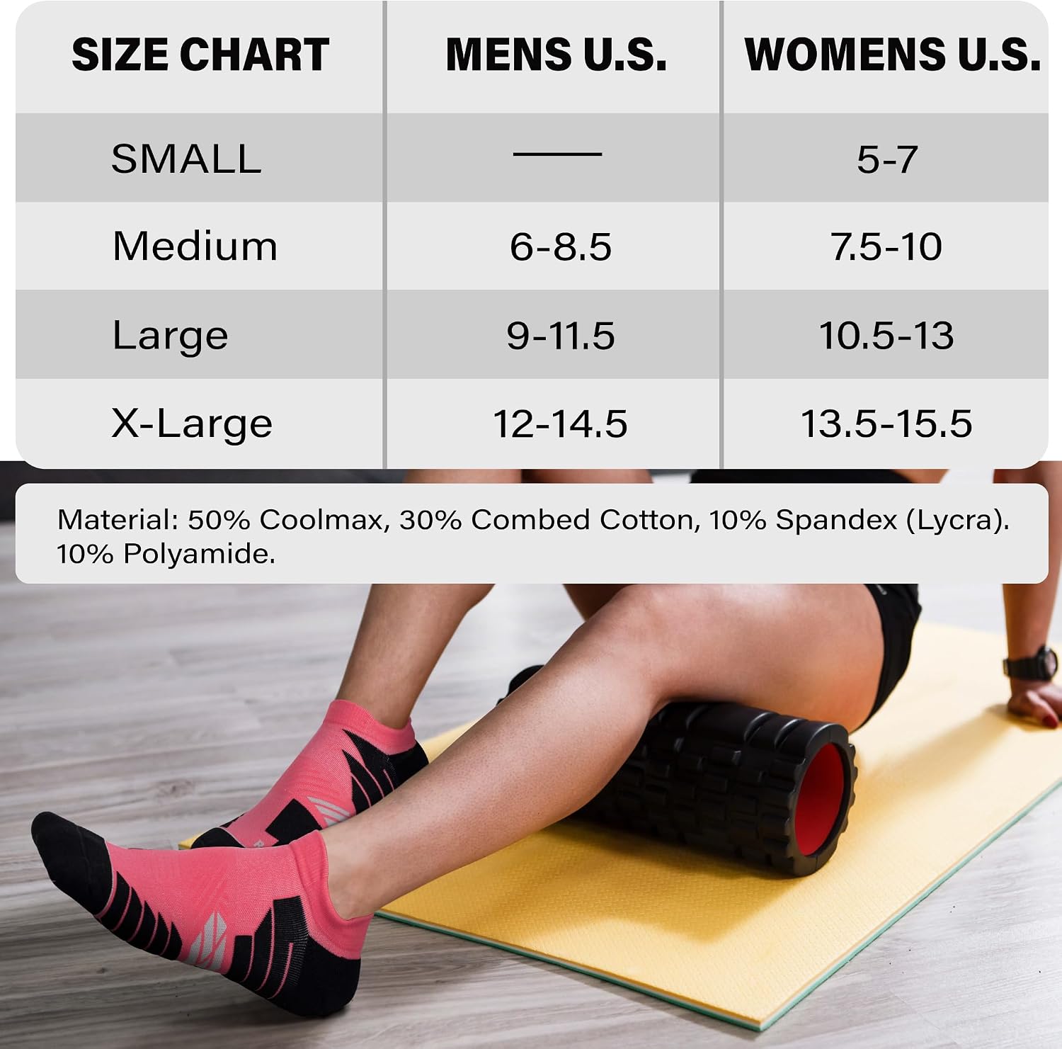 Hylaea Unisex Coolmax No Show Athletic Running Socks, Cushioned No Blisters