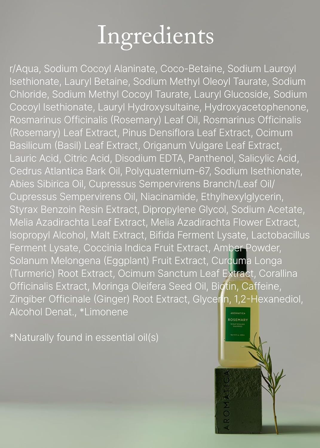 AROMATICA Rosemary Scalp Scaling Shampoo for Hair Growth | Korean Hair Care for Thinning Hair & Hair Loss, Natural Essential Oil, Vegan, Sulfate Silicone Paraben Free (13.53 oz)