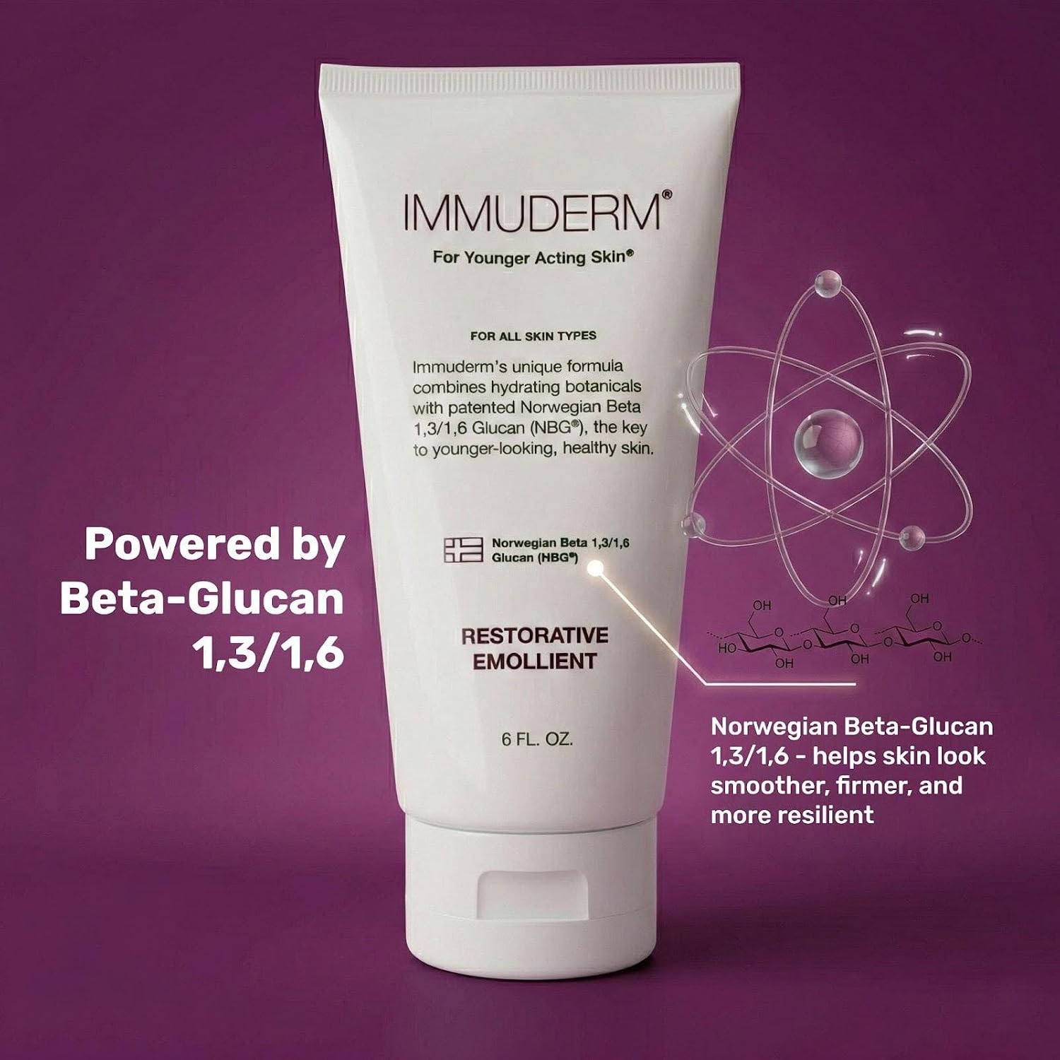 Immuderm Beta Glucan Serum - Daily Moisturizer for Dry Skin - 6 fl oz | Beta-Glucan Power Moisturizer with Natural Moisturizing Factors - Lightweight