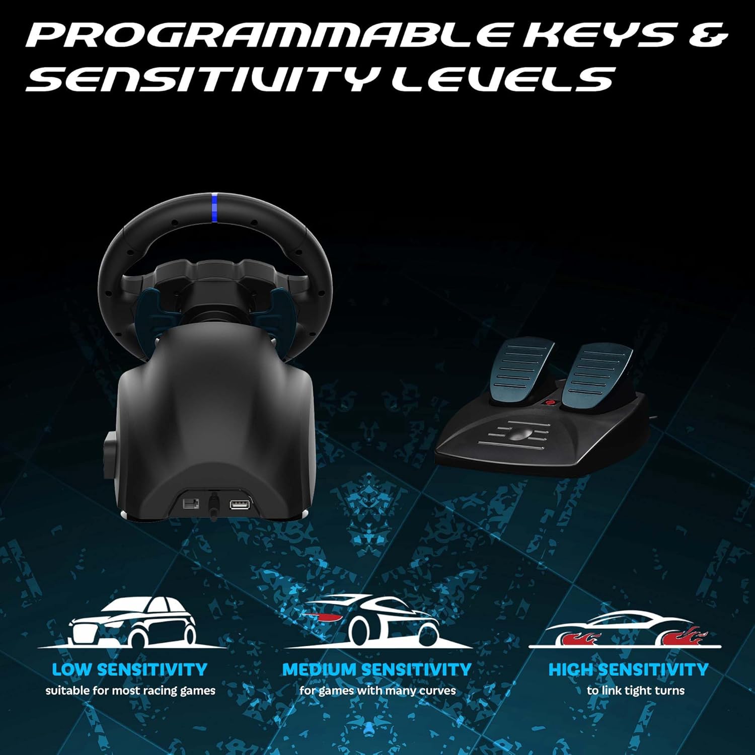 SUBSONIC Racing SV250 Gaming Steering Wheel Switch 2, PS4, Xbox & PC – 180°