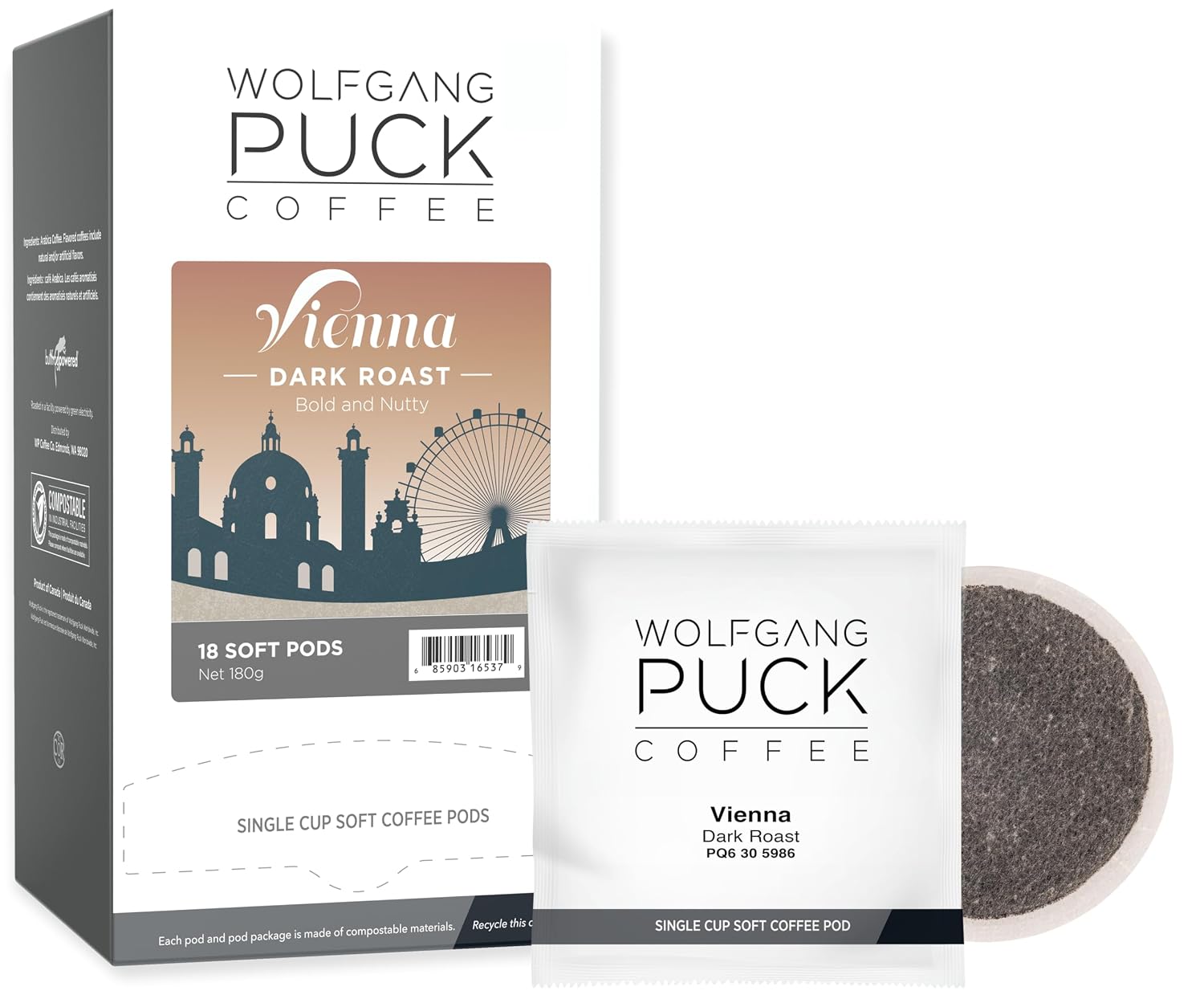 Wolfgang PuckCoffee, Caramel Cream, 9.5 Gram Soft Pods, 18 Count (Pack of 1)