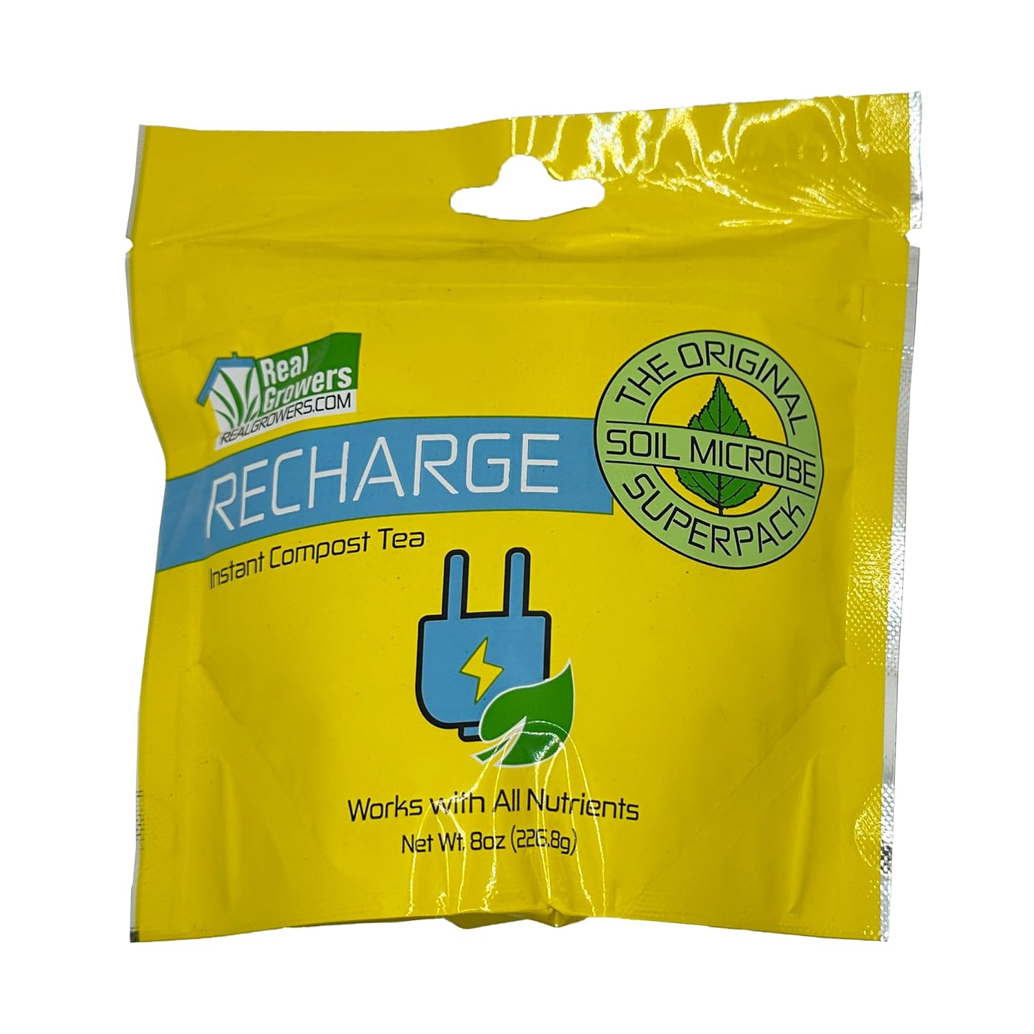 Real Growers Recharge 16oz – Mycorrhizae & Soil Microbes Instant Compost Tea for Root Growth, Transplant Support & Nutrient Uptake