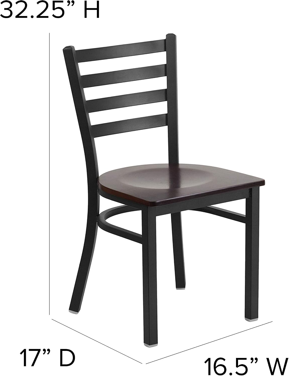 Flash Furniture Hercules Series Commercial Ladder Back Restaurant Chairs, Modern Lightweight Metal Dining Chairs with Padded Seats, Set of 2, Black