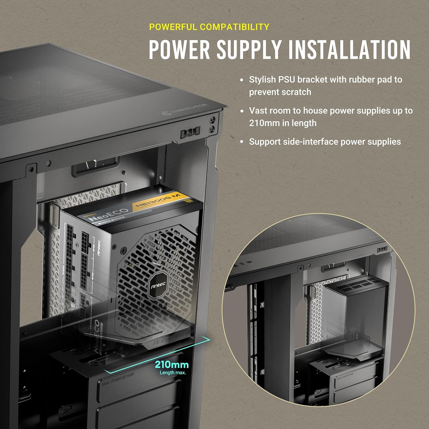 Antec C8 Wood, Fans not Included, Wooden Front Panel, Dual-Chamber Layout, Type-C, 360mm Radiator Support, Seamless TG Front & Side Panels, RTX 40 Compatible, Full-Tower E-ATX PC Case