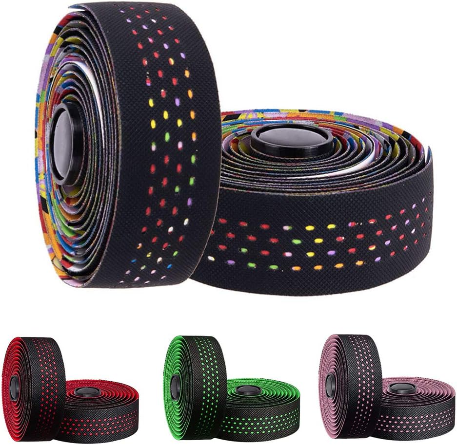 Tvoip 2 Rolls Soft Road Bike Bicycle Handlebar Cork EVA PU Bar Tape Professional Cycling Damping Anti-Vibration Wrap