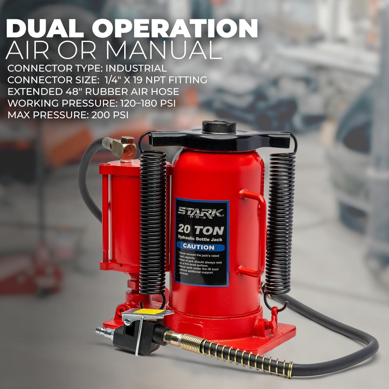 Stark USA 12-Ton (24,000 LBS) Capacity Air/Hydraulic Bottle Jack Low Profile Bottle Jack Lift Auto Repair Automobile Truck SUV Car Lift with Handle