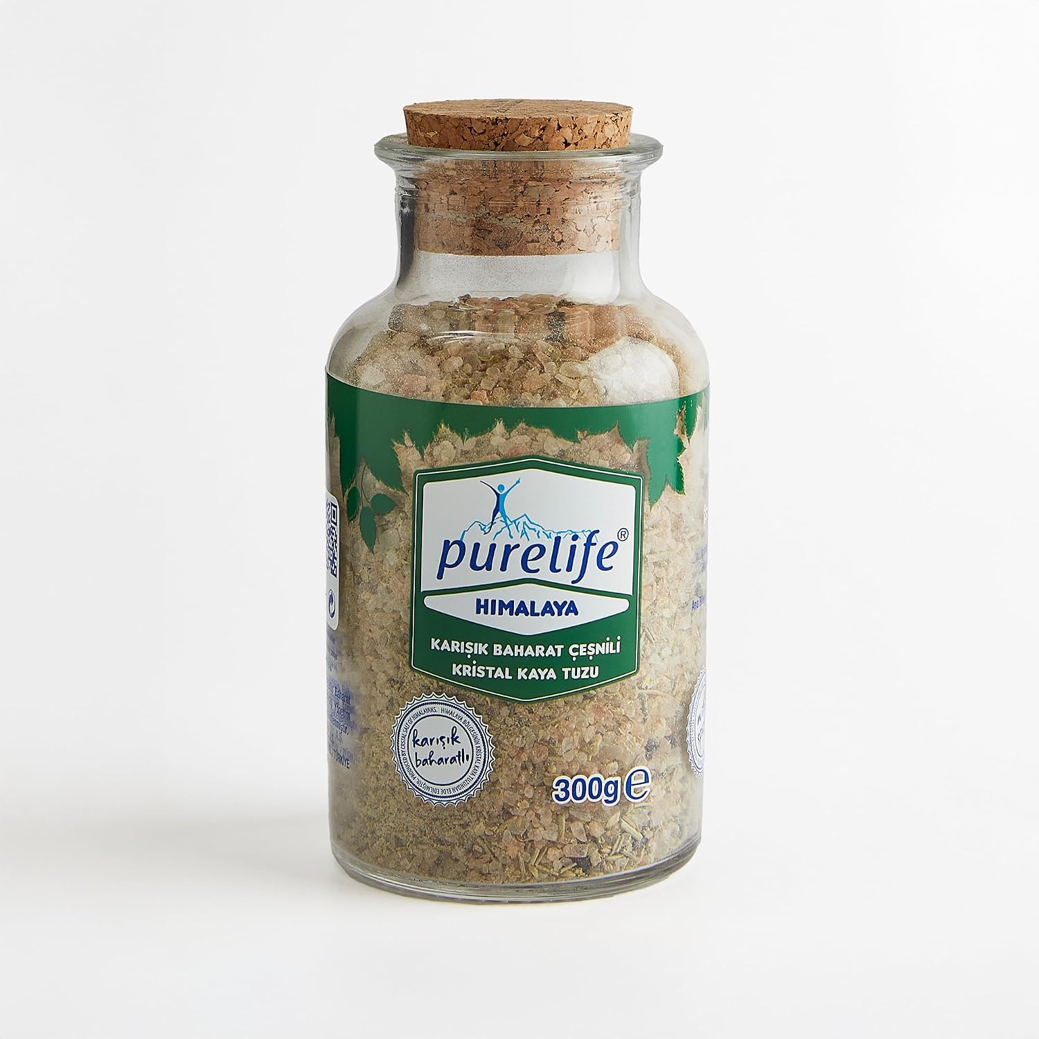 Purelife Himalayan Rock Salt with Mixed Herbs & Spices – Gourmet Kosher Natural Crystal Blend with Minerals in Glass Bottle with Ceramic Mill