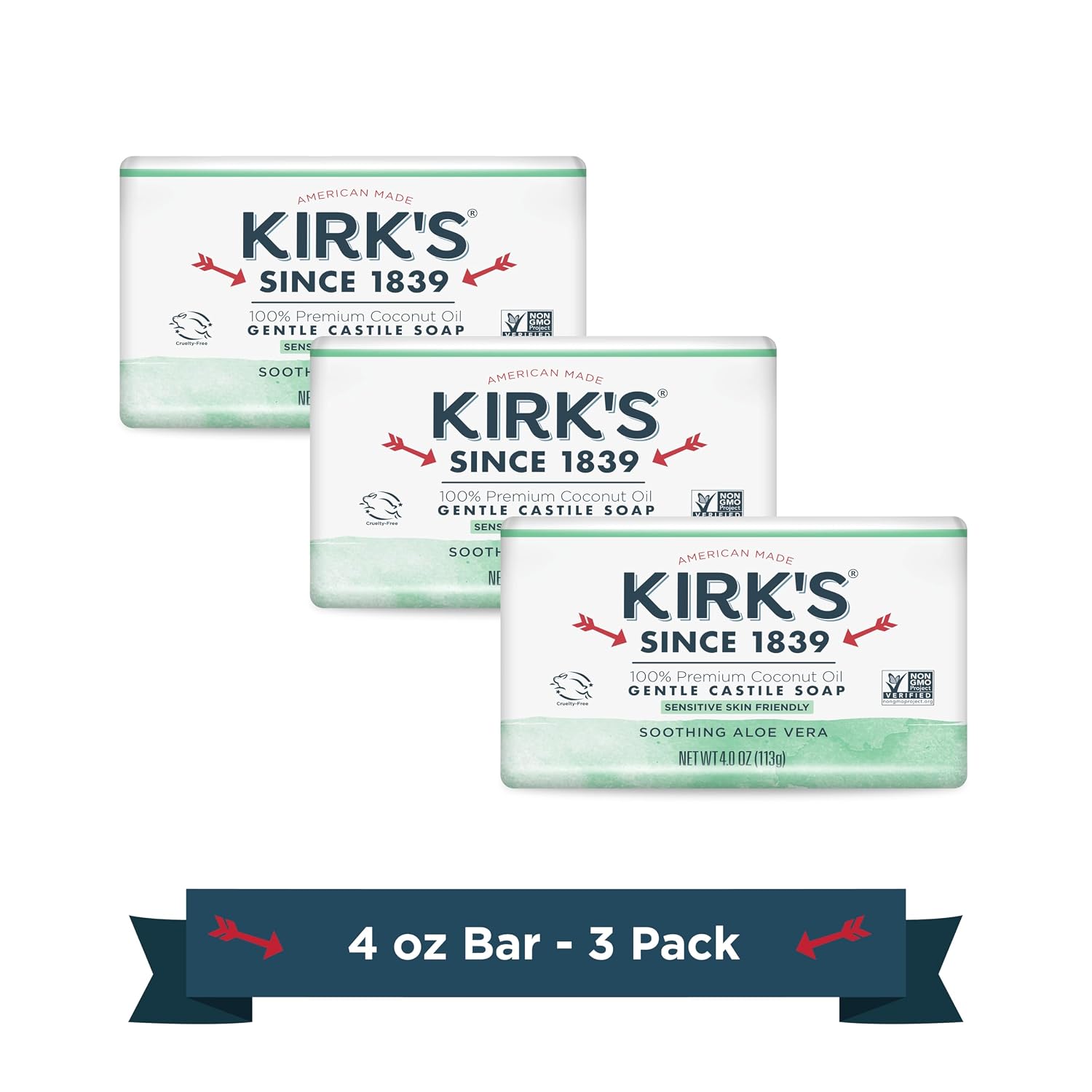 Kirk's Original Coco Castile Soap Fragrance Free 4 oz, Pack 18