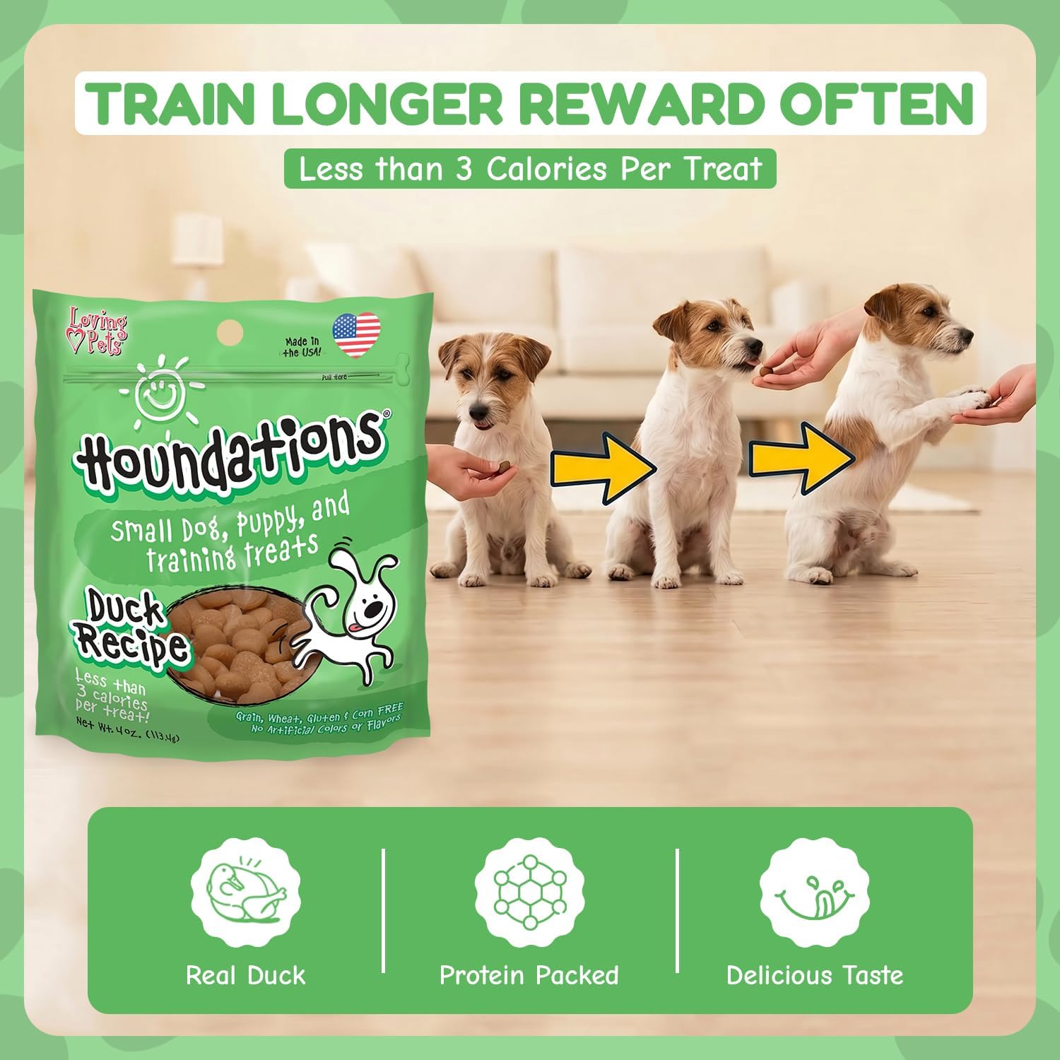 Loving Pets Houndations Chicken Dog Training Treats | All Natural | 2.6 Calories Per Treat | Grain-Free, Wheat-Free, Gluten-Free & Corn-Free | for Small Dogs & Puppies, 4 oz