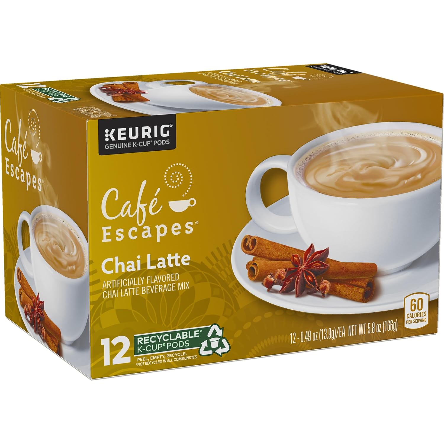 Cafe Escapes Chai Latte K-Cups, 16 Count (Packaging May Vary)
