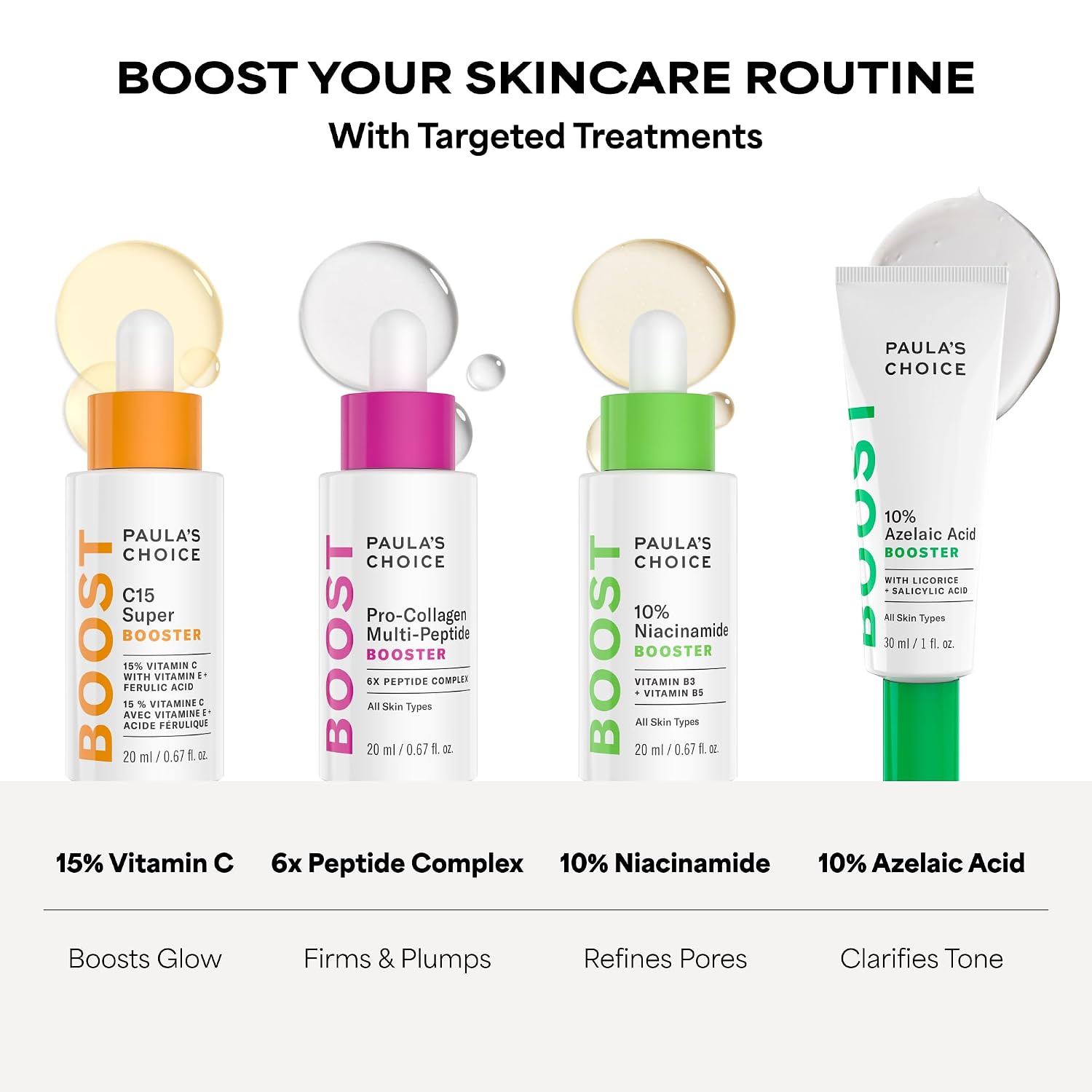 Paula's Choice BOOST C15 Super Booster 15% Vitamin C Face Serum | Daily Serum with Vitamin E & Ferulic Acid for Discoloration & Glow, Fragrance-Free