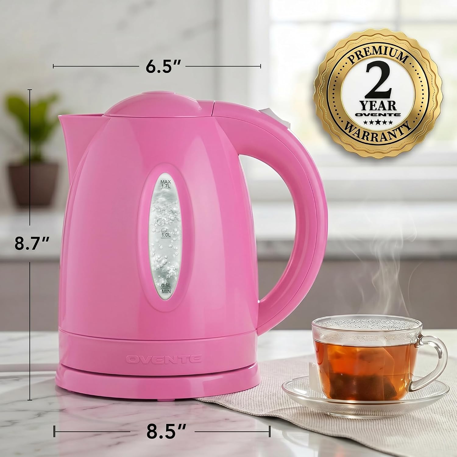 OVENTE 1.7L Electric Kettle with 1100W Fast Boiling Water, Green KP72G