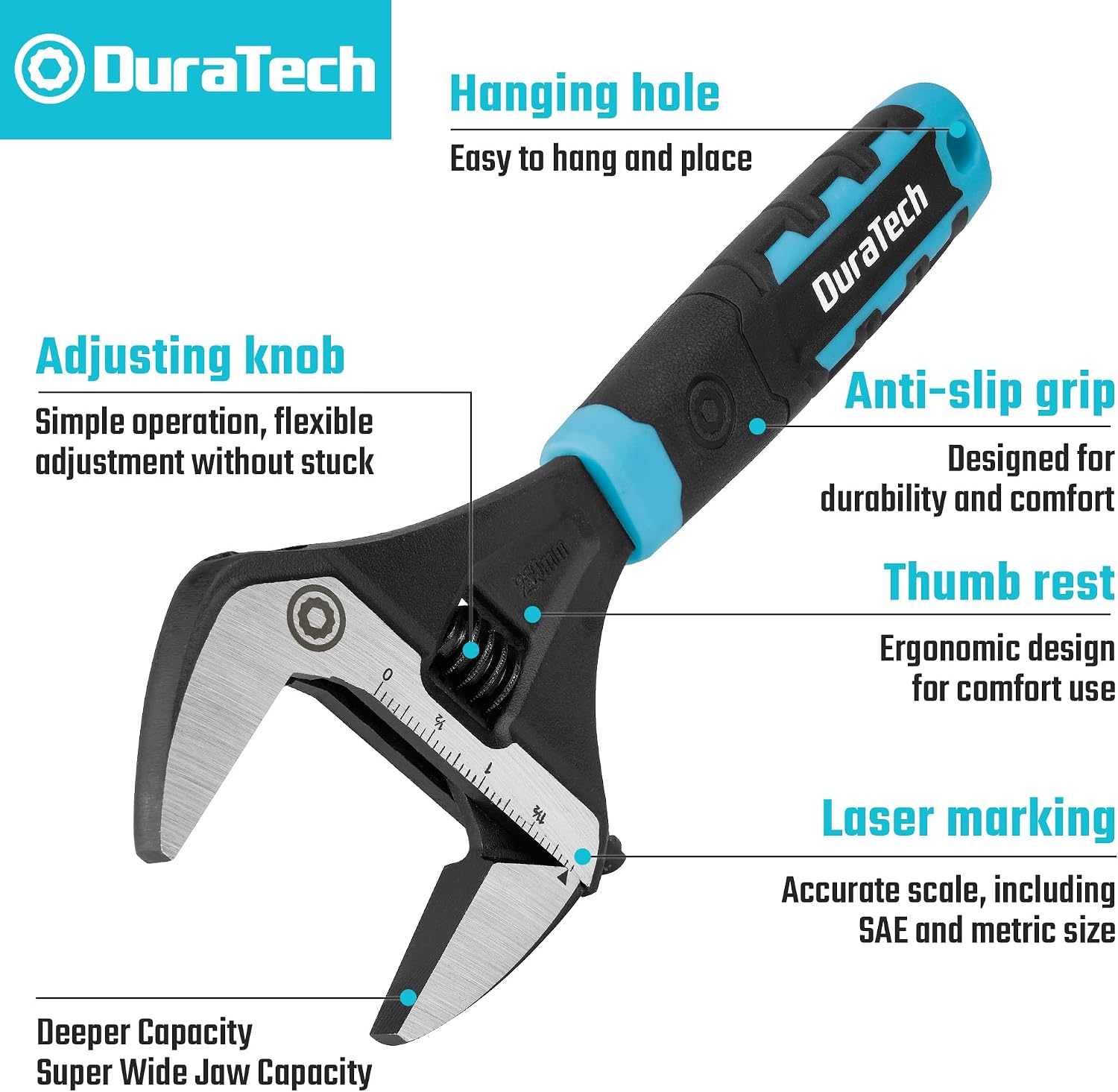 DURATECH 10-Inch Wide Jaw Adjustable Wrench
