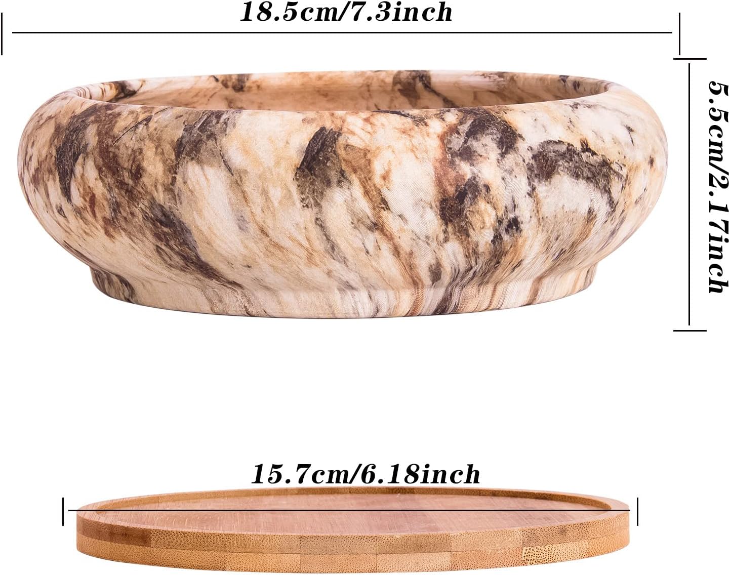 Succulent Pots, 7.3'' Large Bonsai Pots with Tray, Shallow Planters